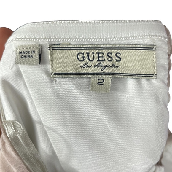 Guess 100% Silk Strapless Dress 2 High-Low Tube Tie-Dye Chiffon Striped Sun - Picture 14 of 14